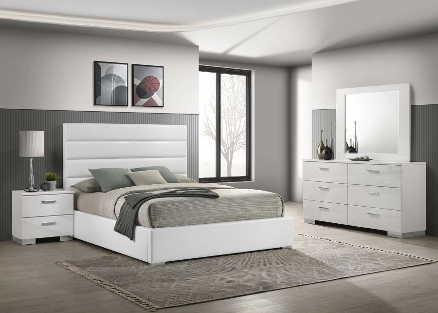 Felicity Bedroom Set High Gloss Queen 4-piece