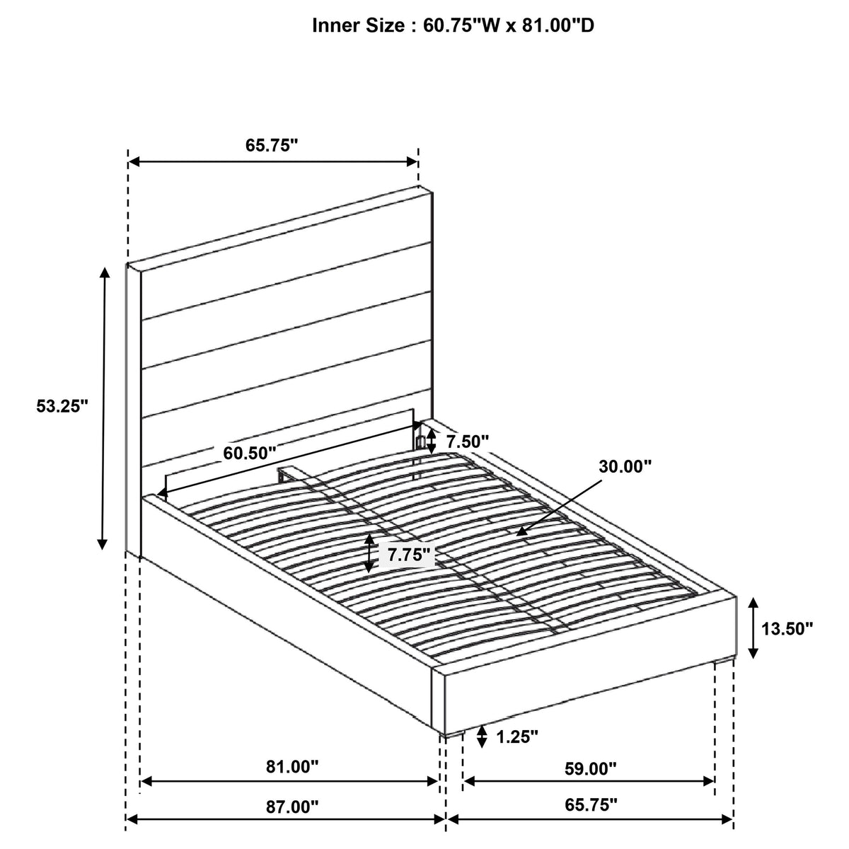 Felicity 53-inch Upholstered Platform Bed