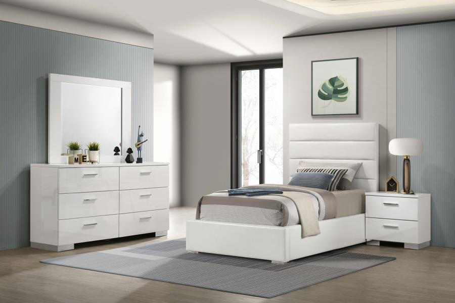 Felicity Bedroom Set High Gloss Twin 4-piece