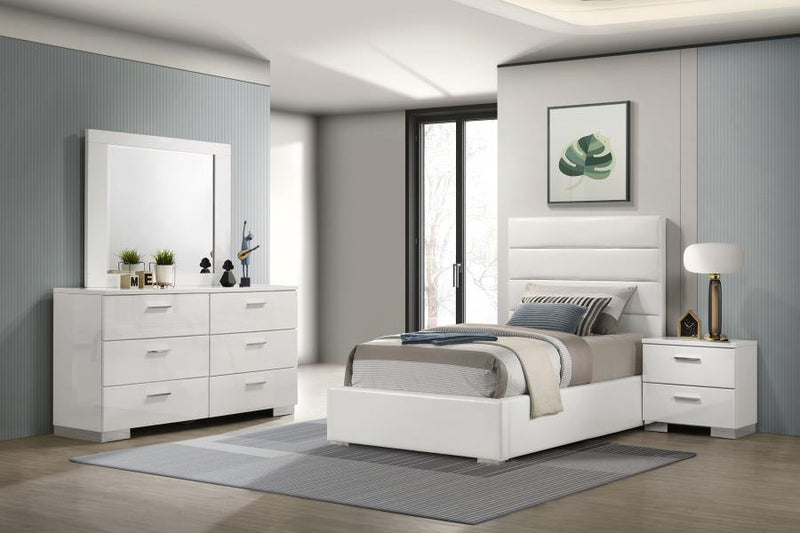 Felicity Bedroom Set High Gloss Twin 4-piece