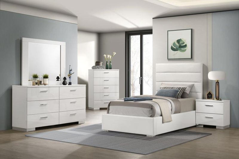 Felicity Bedroom Set High Gloss Twin 5-piece