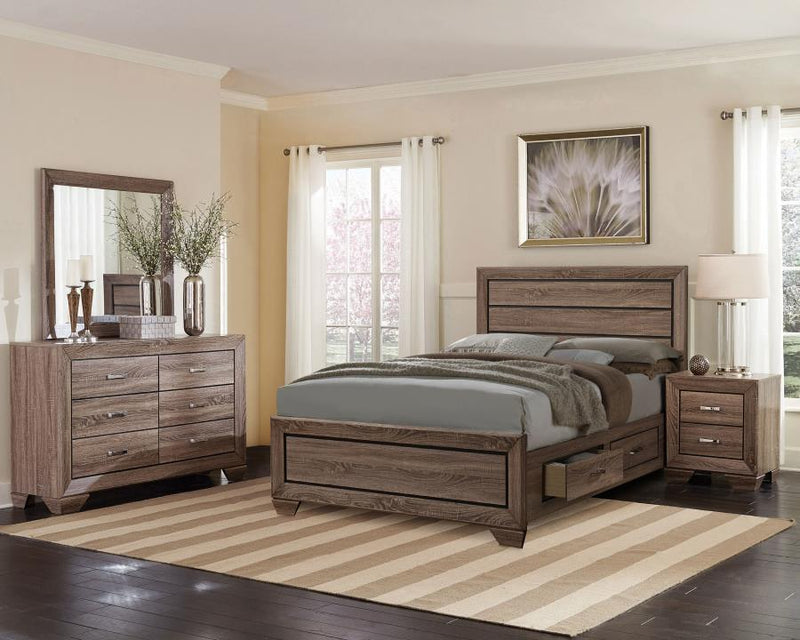 Kauffman Bedroom Set Washed Taupe Eastern King 4-piece