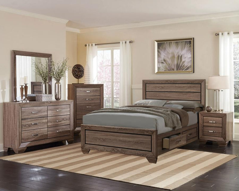 Kauffman Bedroom Set Washed Taupe Eastern King 5-piece