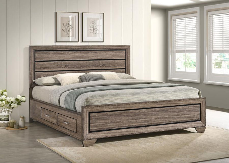 Kauffman Wood Storage Panel Bed Washed Taupe California King