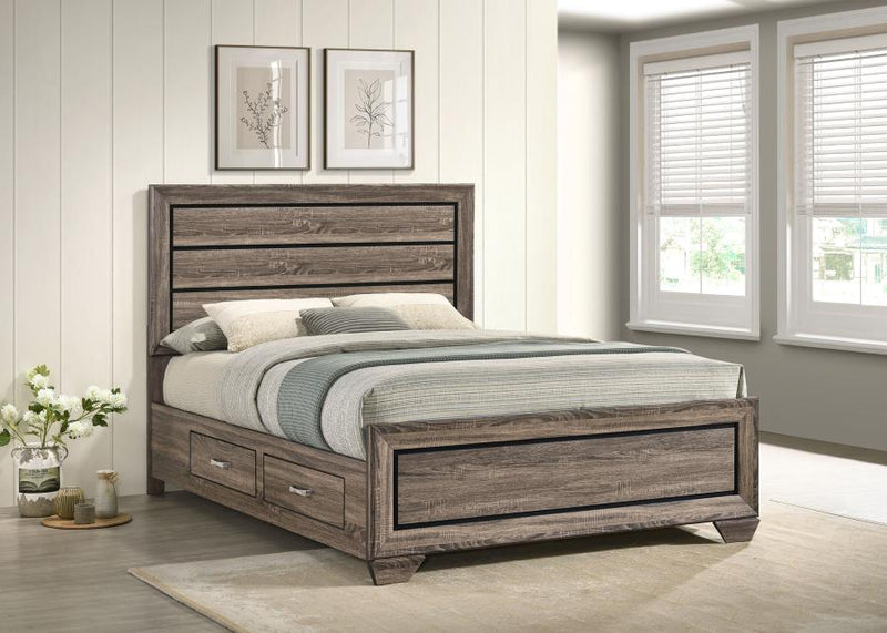 Kauffman Wood Storage Panel Bed Washed Taupe Queen