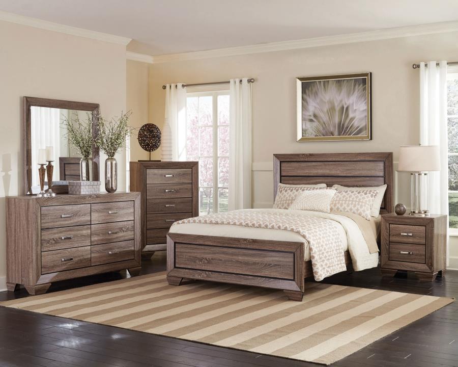 Kauffman Bedroom Set Washed Taupe California King 5-piece