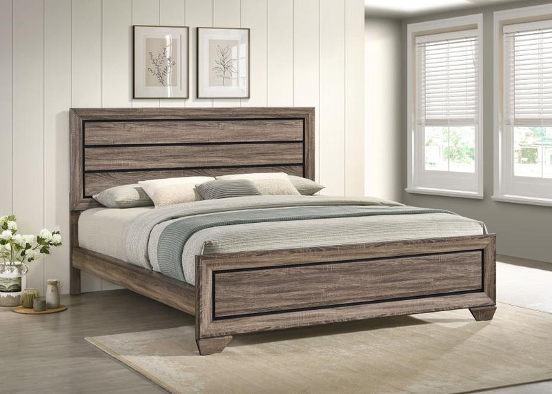 Kauffman Wood Panel Bed Washed Taupe California King
