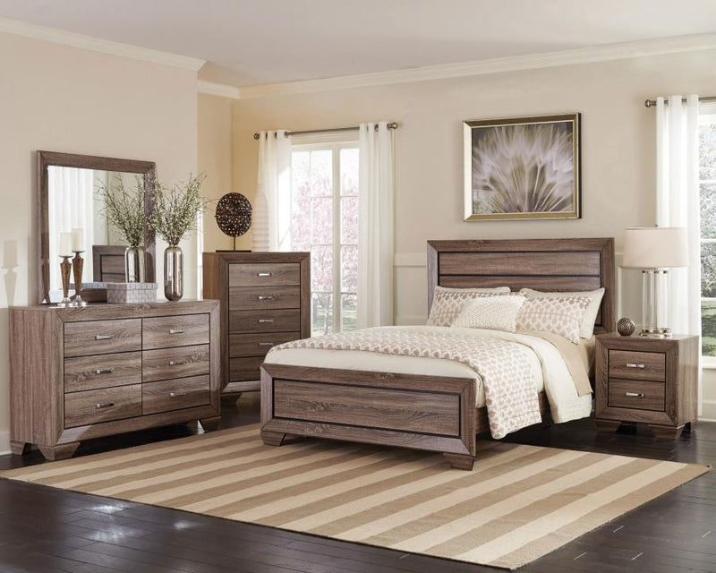 Kauffman Bedroom Set Washed Taupe Queen 5-piece