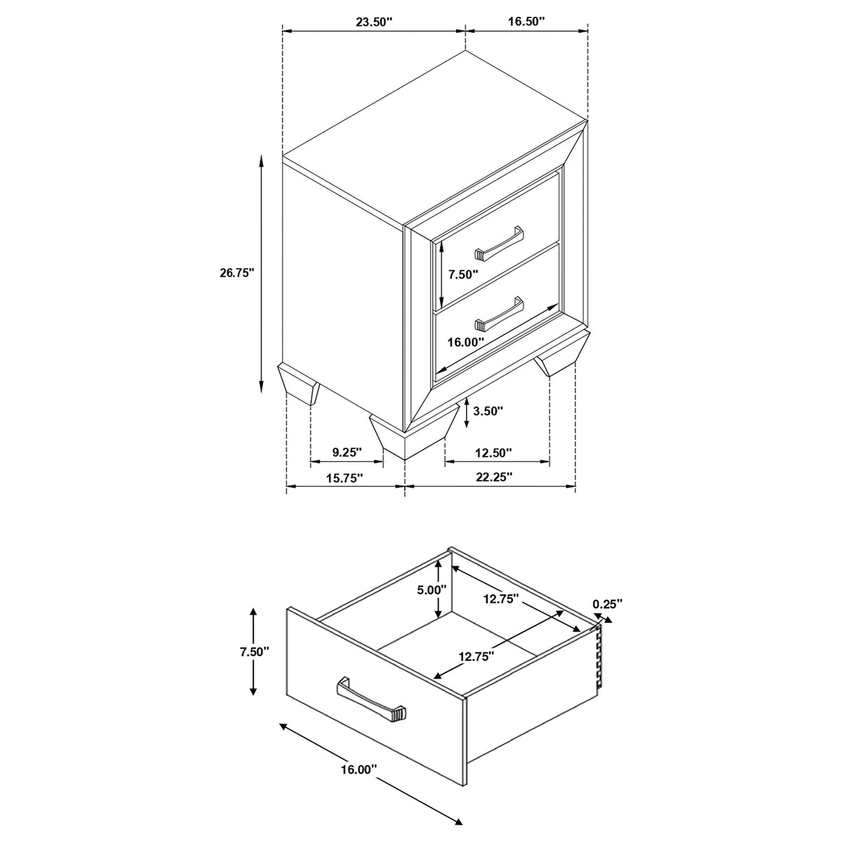 Kauffman 2-drawer Nightstand