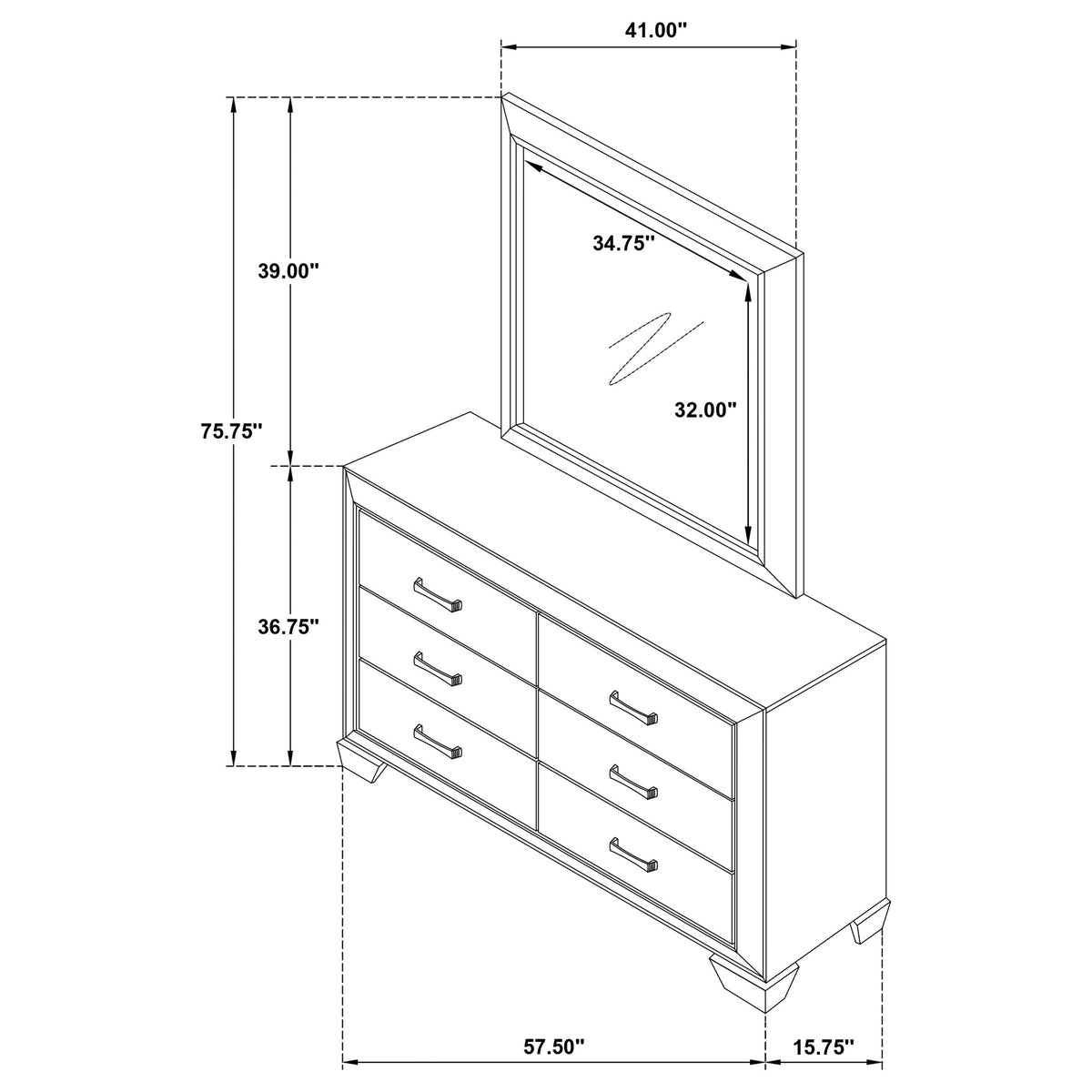 Kauffman 6-drawer Dresser with Mirror