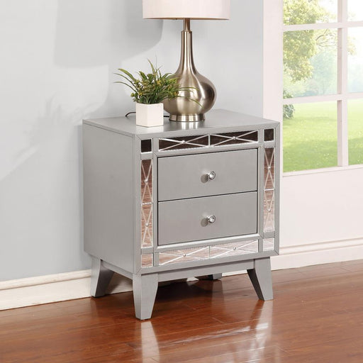 Leighton 2-drawer Nightstand Metallic Mercury Default Title