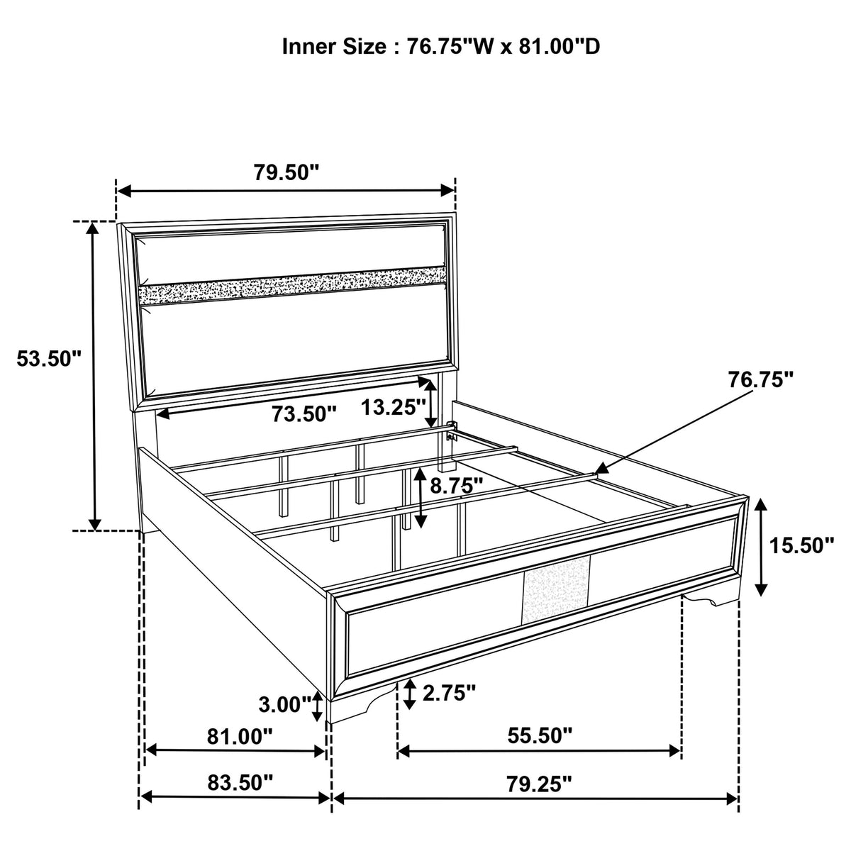 Miranda 54-inch Upholstered Panel Bed
