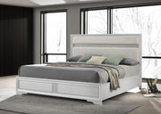 Miranda 54-inch Upholstered Panel Bed White California King