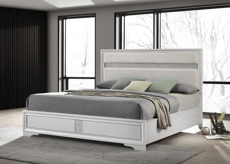 Miranda 54-inch Upholstered Panel Bed White California King