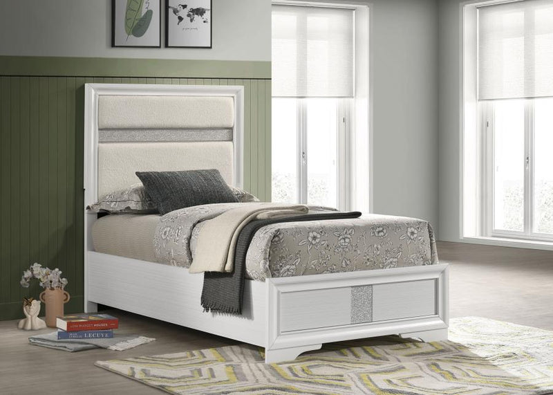 Miranda 54-inch Upholstered Panel Bed White Twin