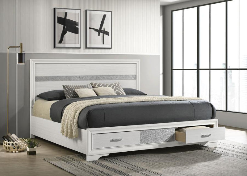 Miranda 51-inch Wood Storage Panel Bed White Eastern King