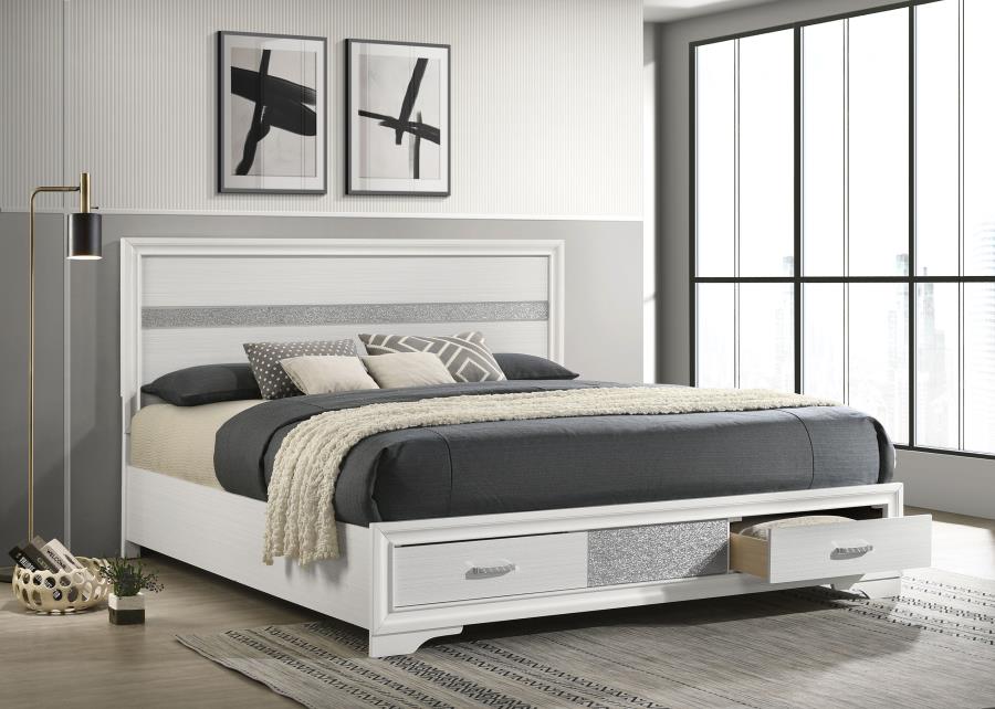 Miranda 51-inch Wood Storage Panel Bed White California King