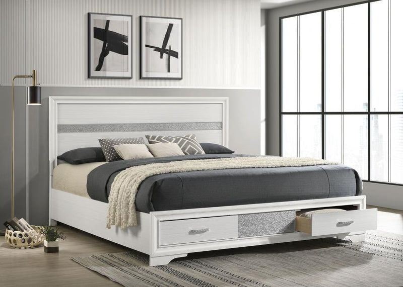Miranda 51-inch Wood Storage Panel Bed White California King