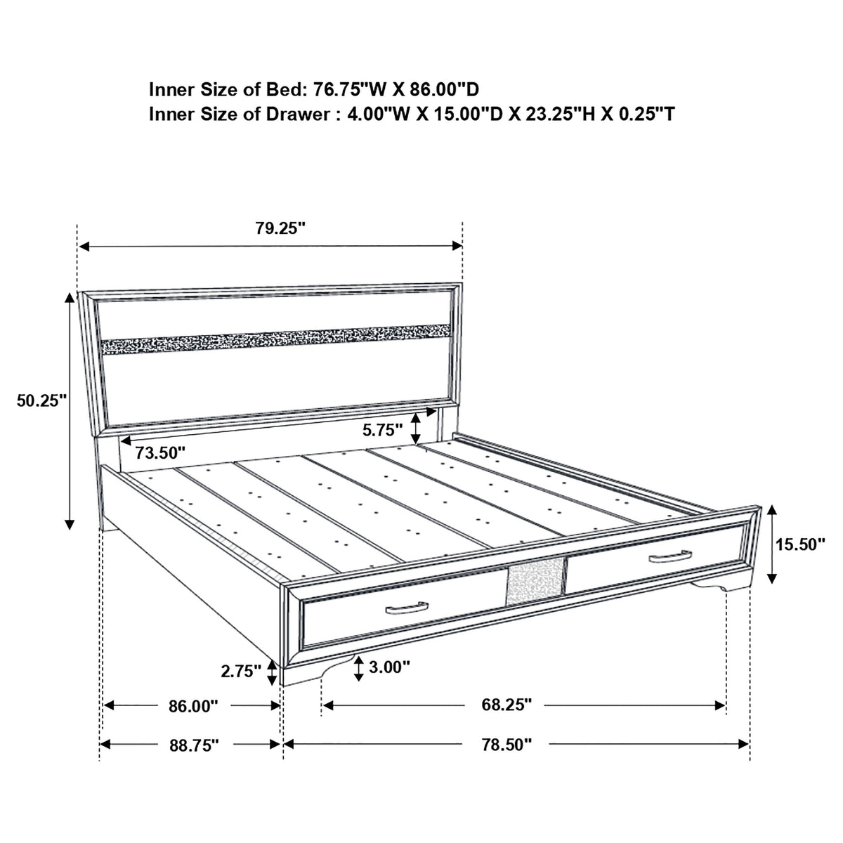 Miranda 51-inch Wood Storage Panel Bed