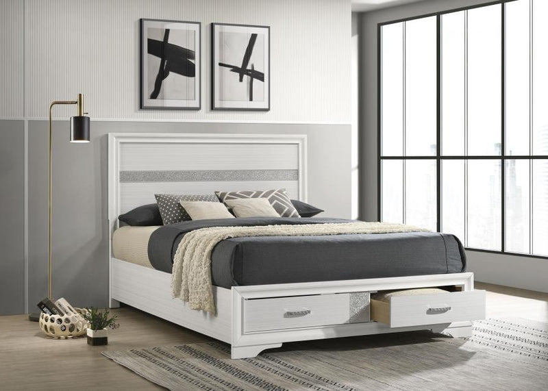 Miranda 51-inch Wood Storage Panel Bed White Queen