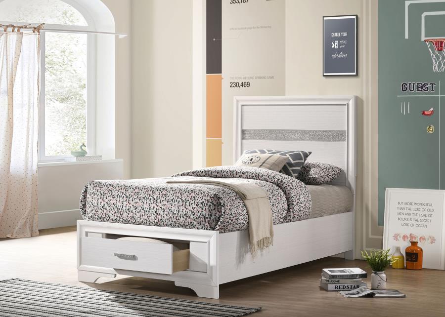 Miranda 51-inch Wood Storage Panel Bed White Twin
