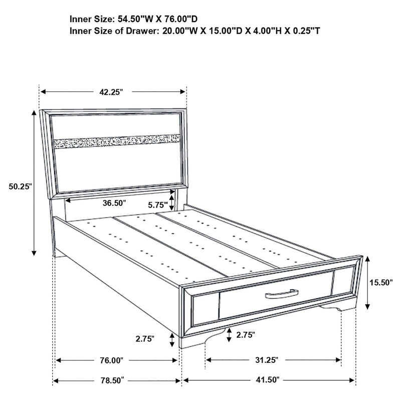 Miranda 51-inch Wood Storage Panel Bed