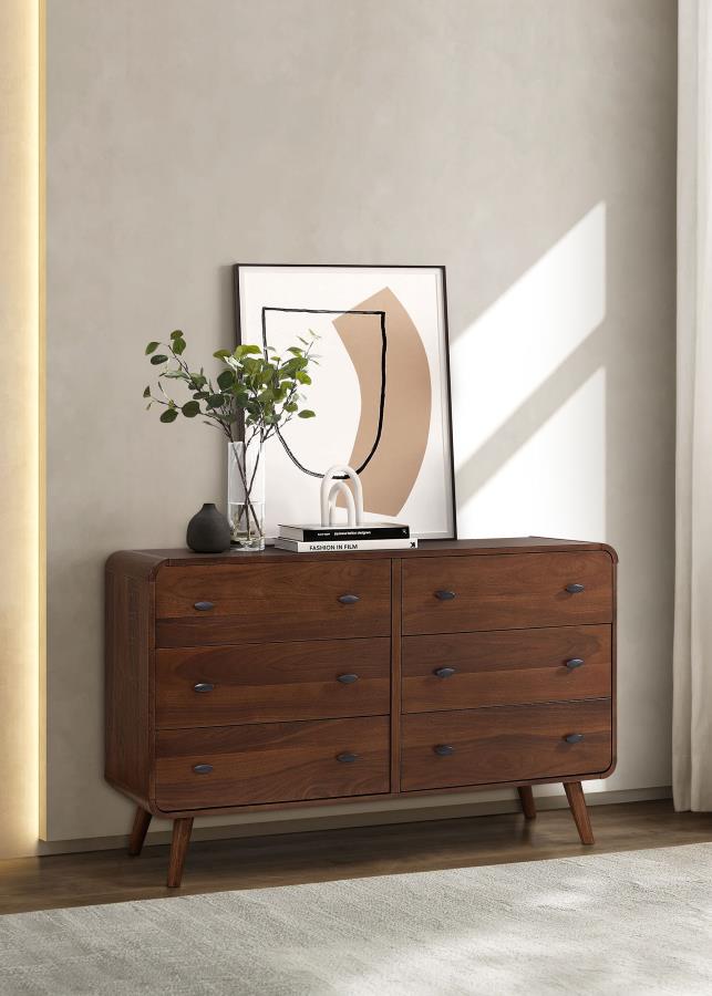 Robyn 6-Drawer Dresser – Dark Walnut
