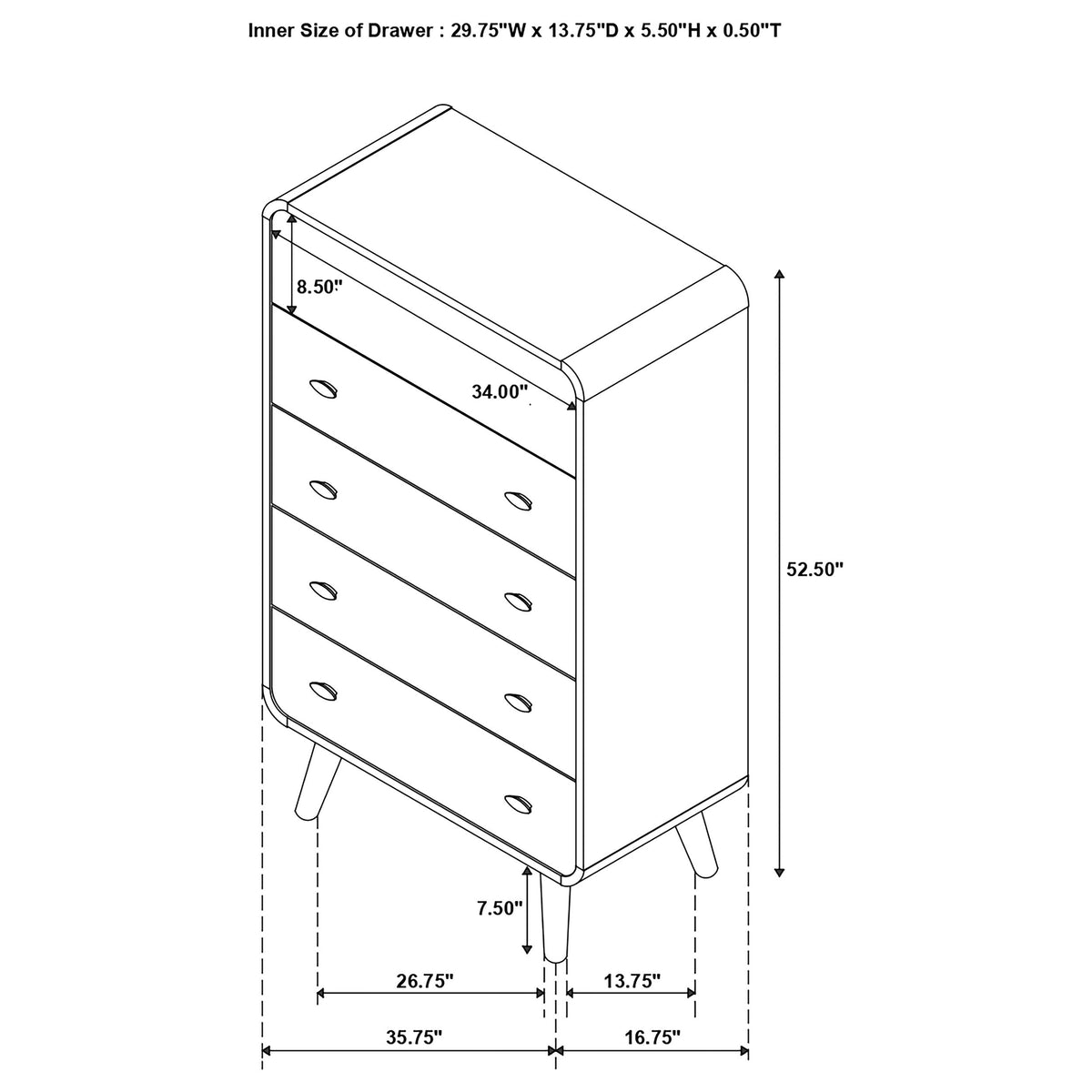 Robyn 5-drawer Bedroom Chest of Drawers