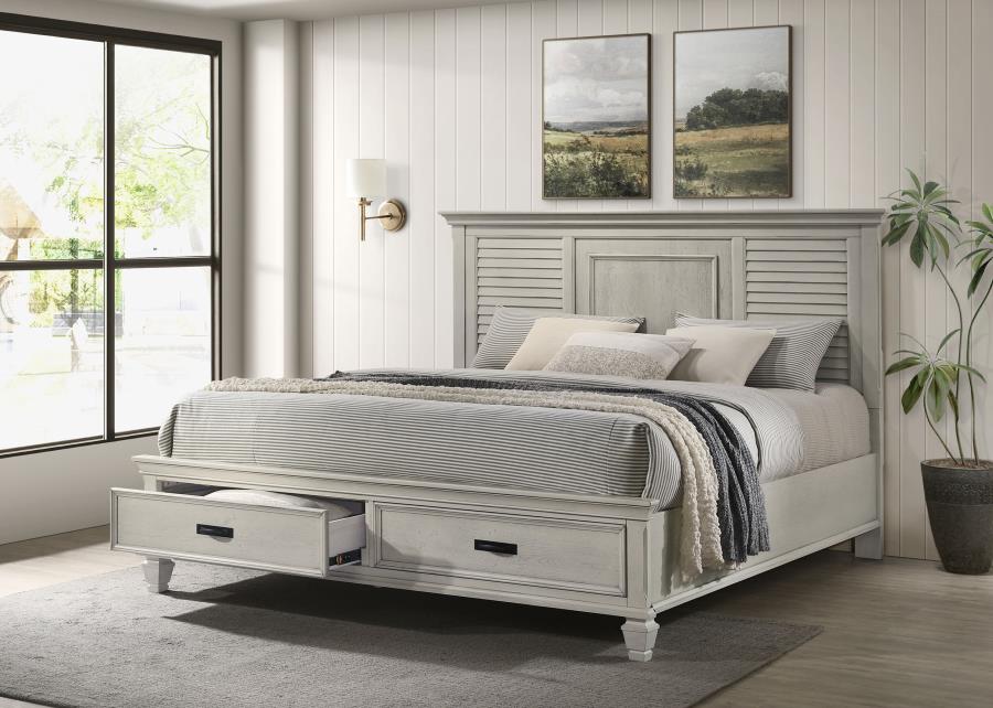 Franco Wood Storage Panel Bed Distressed Eastern King