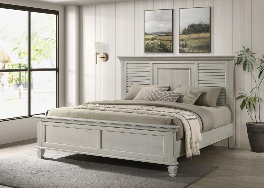 Franco Wood Panel Bed Distressed Eastern King