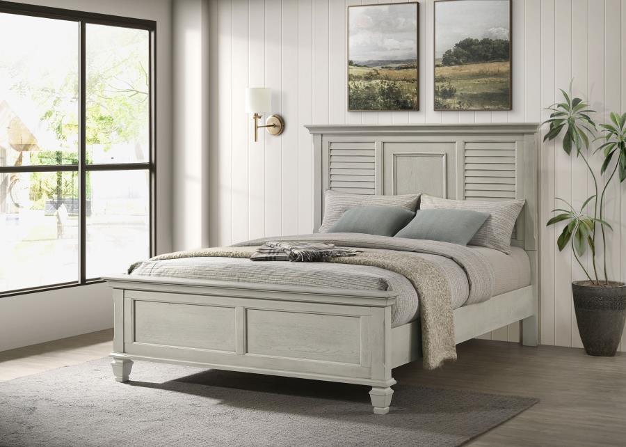 Franco Wood Panel Bed Distressed Queen