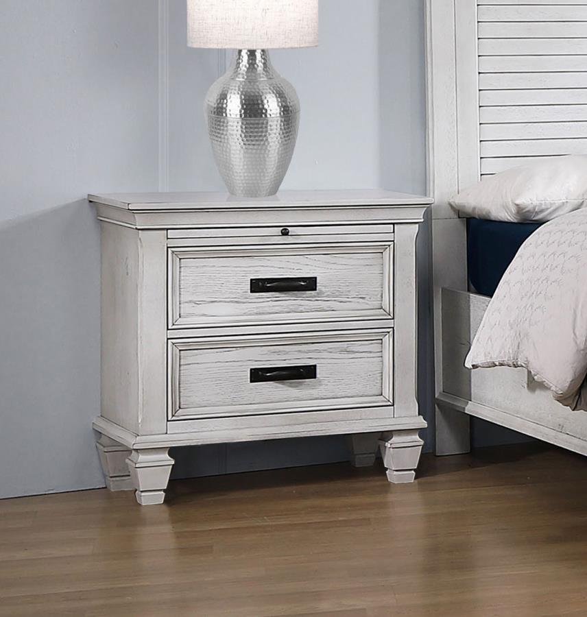 Franco 2-drawer Nightstand Distressed White Default Title