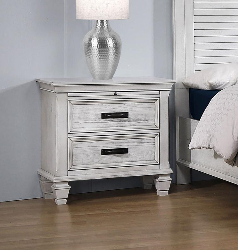 Franco 2-drawer Nightstand Distressed White Default Title