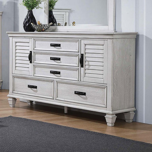 Franco 5-drawer Dresser Distressed White Default Title