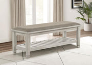 Franco Fabric Upholstered Bench with Shelf Distressed White Default Title