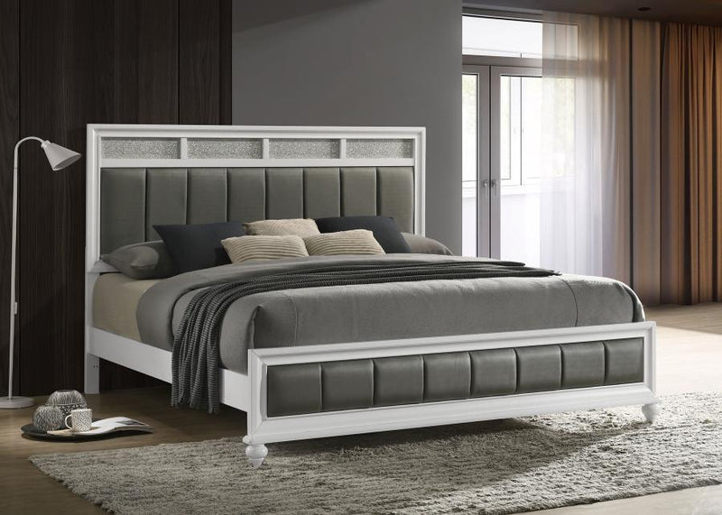 Barzini Wood Panel Bed White Eastern King