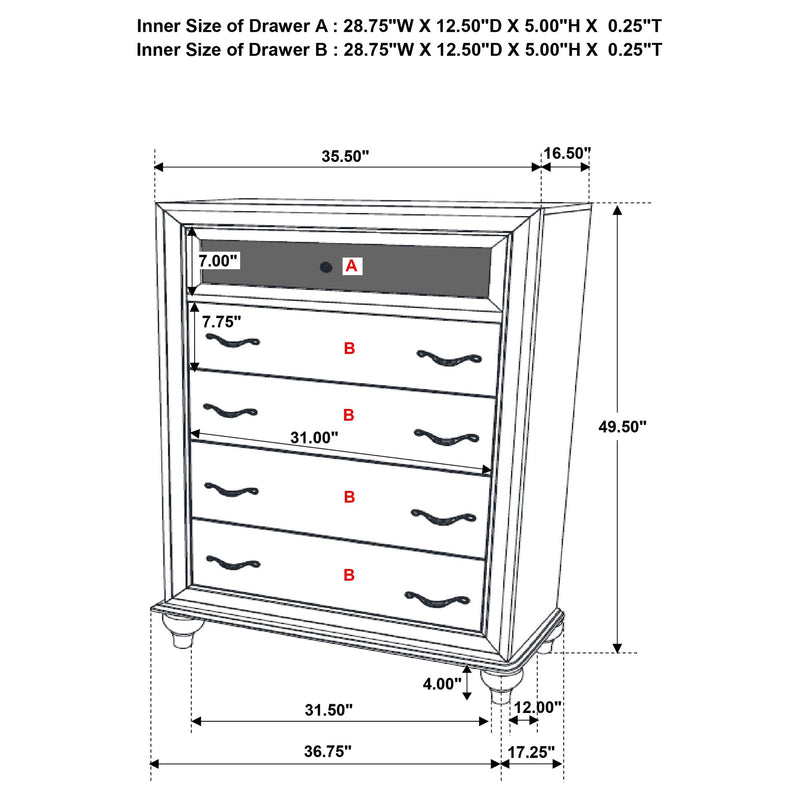 Barzini 5-drawer Bedroom Chest