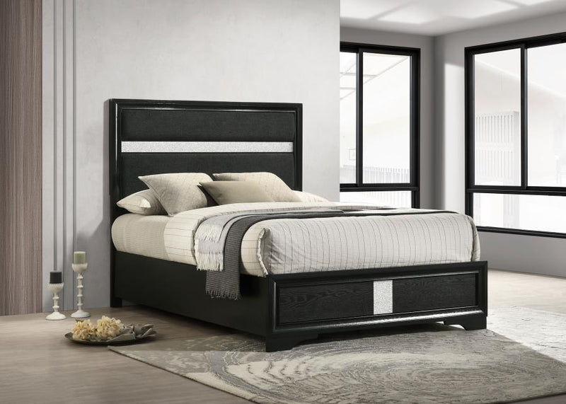 Miranda 54-inch Upholstered Panel Bed Black Full