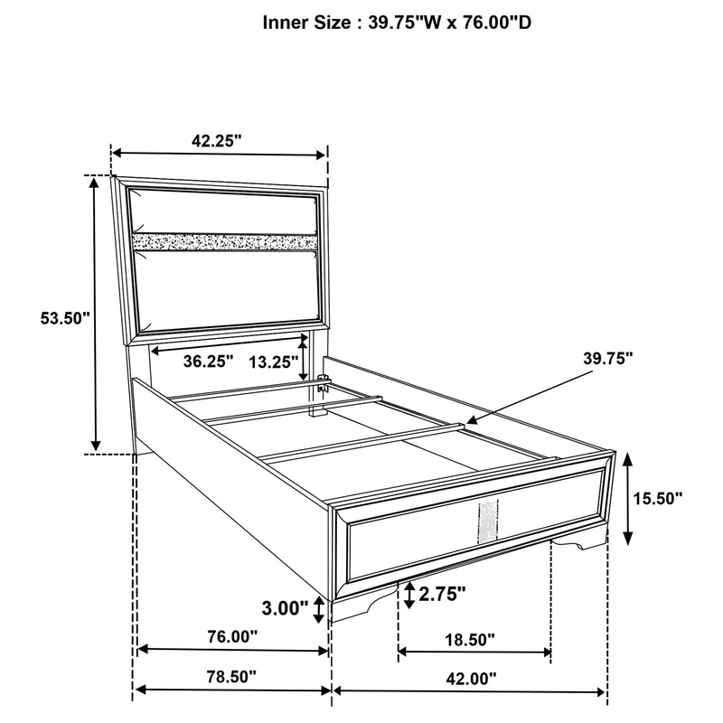 Miranda 54-inch Upholstered Panel Bed