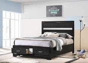 Miranda 51-inch Wood Storage Panel Bed Black Full
