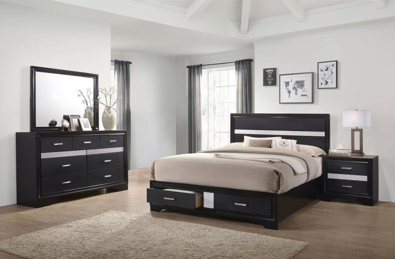 Miranda Bedroom Set Black Eastern King 4-piece