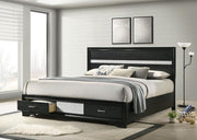 Miranda 51-inch Wood Storage Panel Bed Black Eastern King