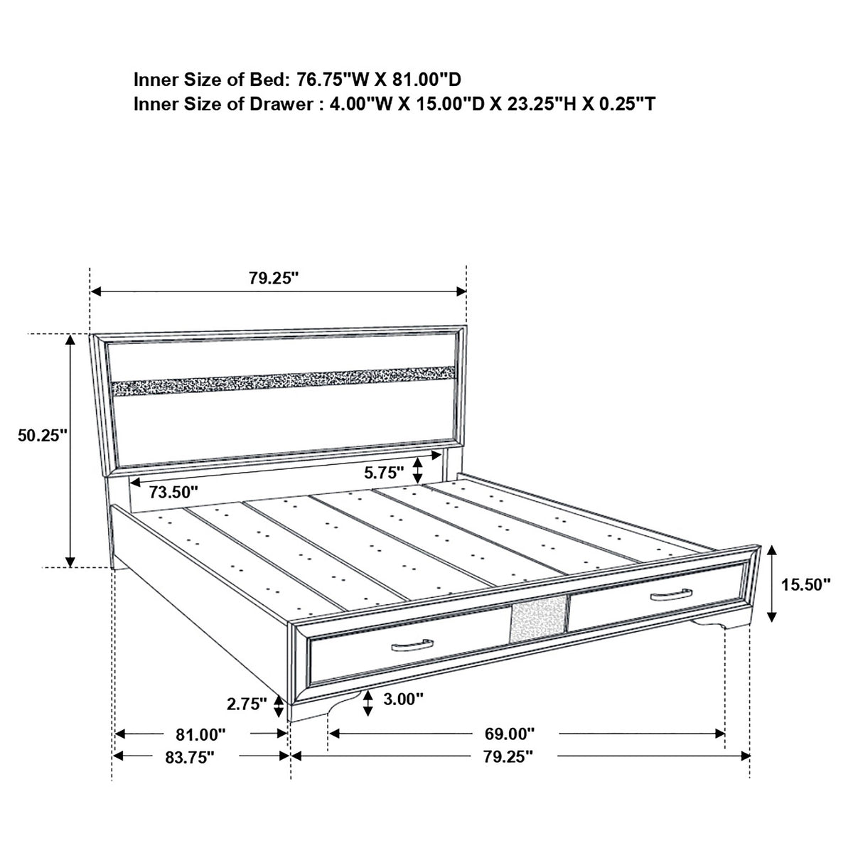 Miranda 51-inch Wood Storage Panel Bed