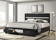 Miranda 51-inch Wood Storage Panel Bed Black California King