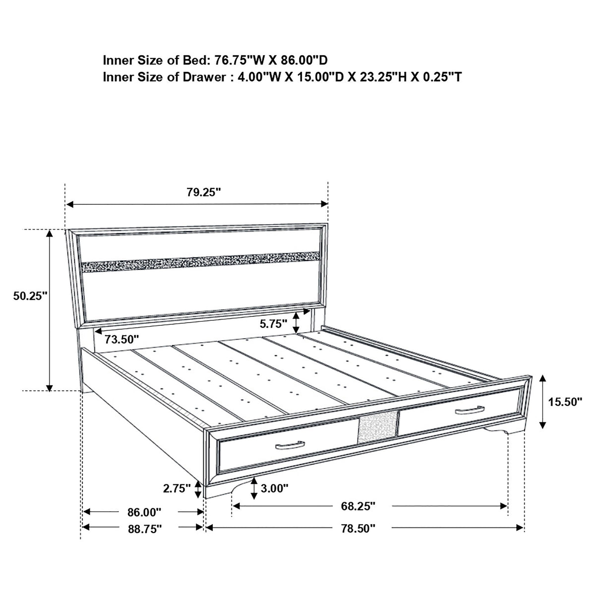 Miranda 51-inch Wood Storage Panel Bed