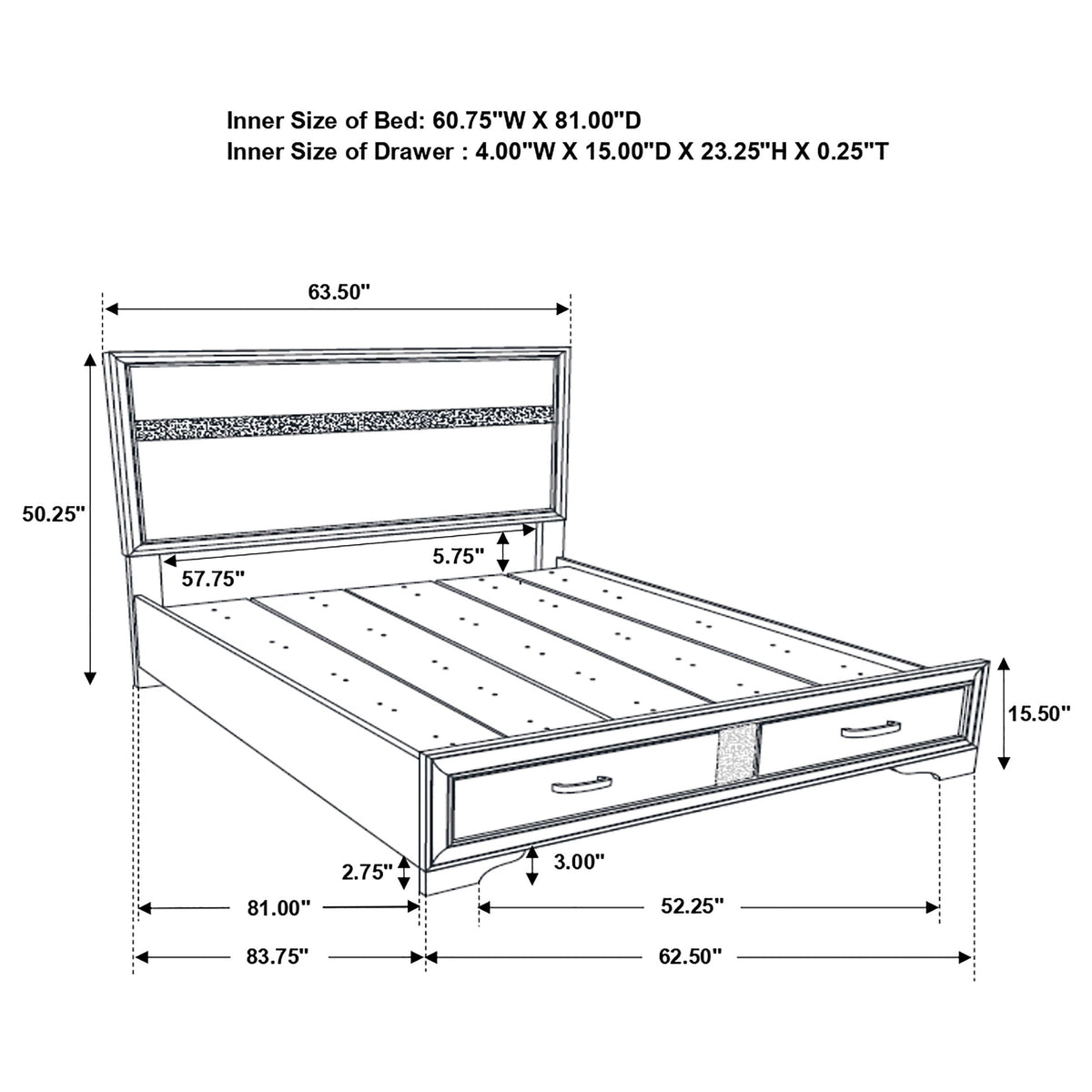 Miranda 51-inch Wood Storage Panel Bed