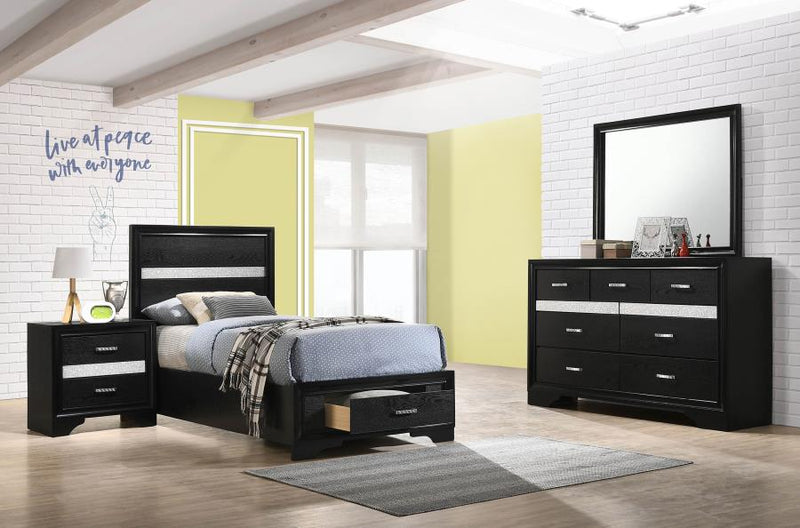 Miranda Bedroom Set Black Twin 4-piece