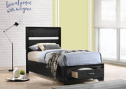Miranda 51-inch Wood Storage Panel Bed Black Twin