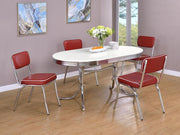 Retro Oval Dining Table Set White Red
