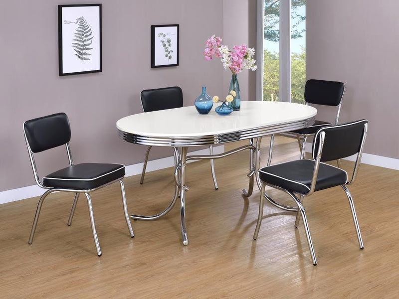 Retro Oval Dining Table Set White Black